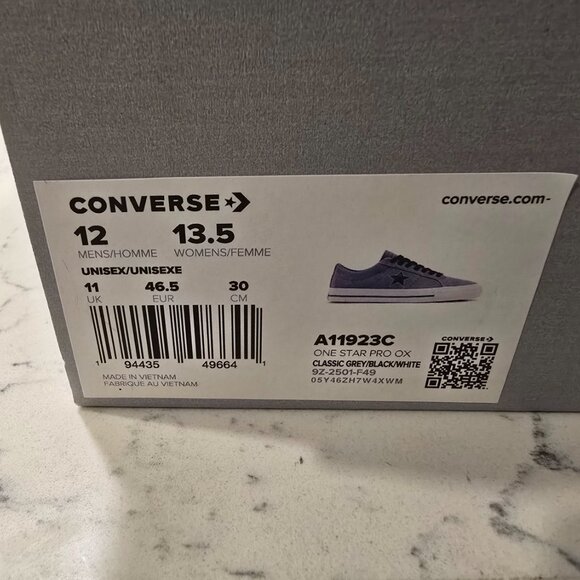 Converse One Star Pro Suede Low Classic Grey A11923C Skateboarding Shoes SZ 12 - Picture 11 of 16